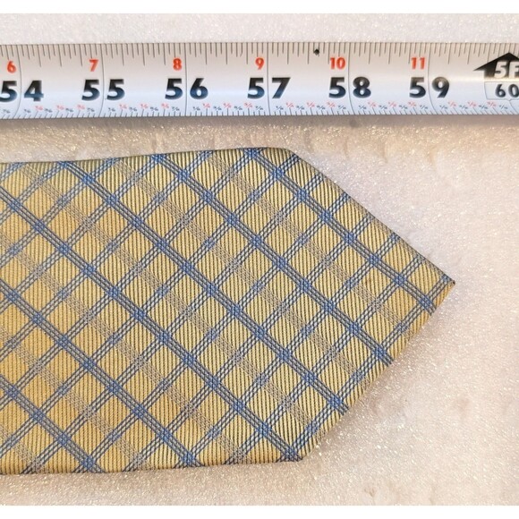 NEW BROOKS BROTHERS Makers Silk Neck Tie Yellow & Blue Cross Hatch 59x3.5" NWT - Picture 8 of 8